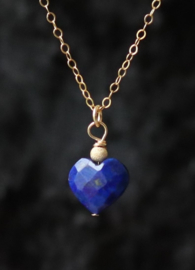 Lapis lazuli hart 14k gold filled gouden ketting