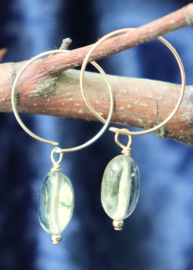 Prasioliet of groene amethist 14k gold filled gouden of 925 zilveren creool oorbellen,