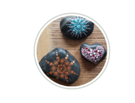 Set van 3 gestipte pebblestones - UITVERKOOPAANBIEDING!