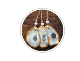 Set hangers van oesterdeksels naturel (3 stuks)