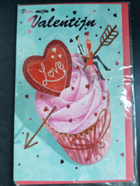Valentijnskaart cupcake