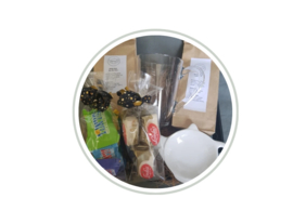 Theepakket Thee op tray zwart    NIEUW !!!