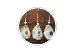 Set hangers van oesterdeksels naturel (3 stuks)