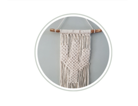 Macrame wandhanger Cacto creme