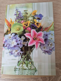 Kaart Glazen vaas met bloemen