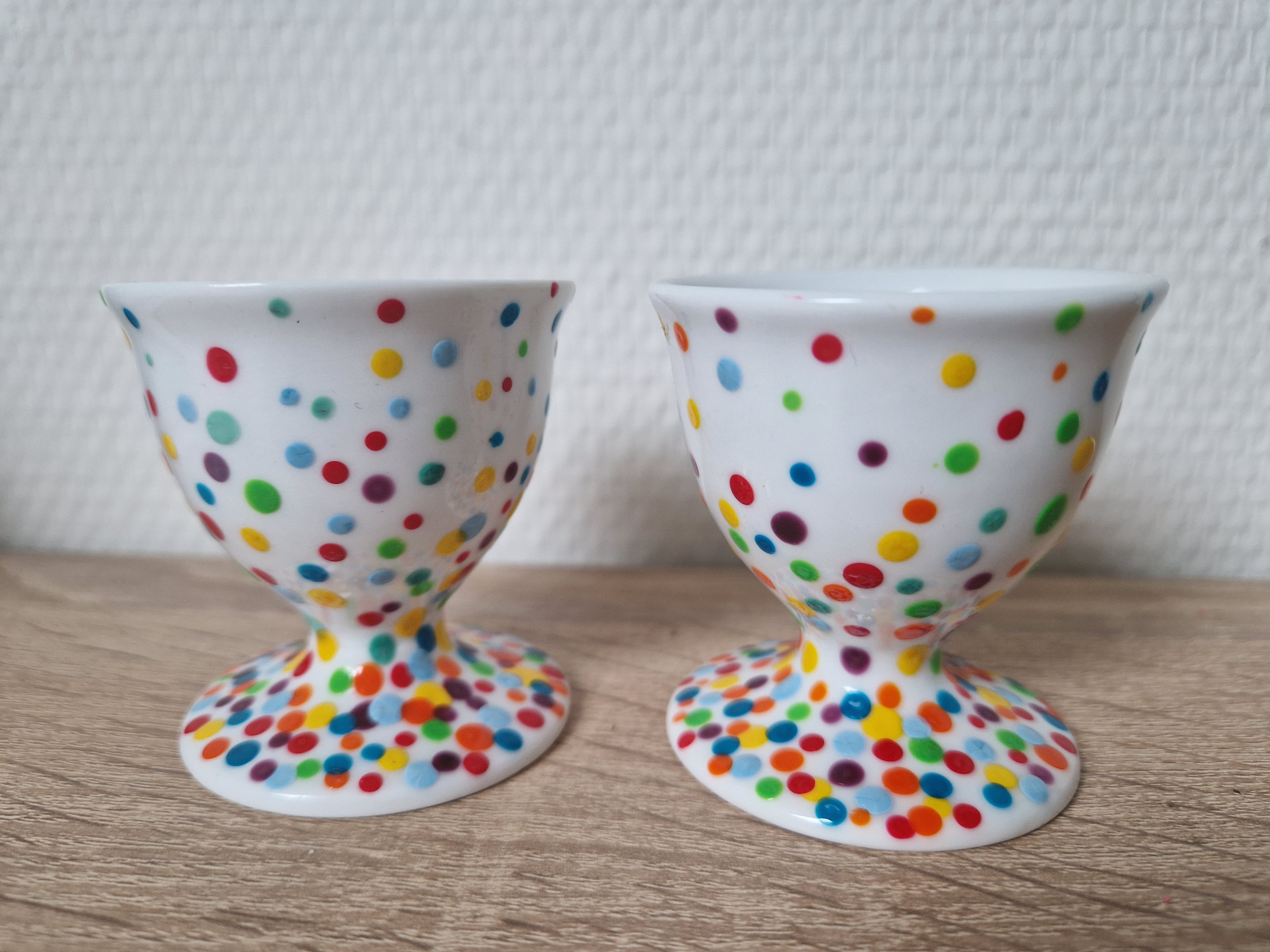 Set in diverse kleuren gestipte eierdopjes  NIEUW!!