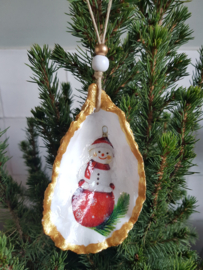 Losse oesterhanger sneeuwpop goudrand - UITVERKOOPAANBIEDING!