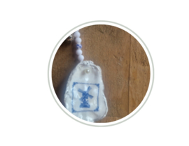 Tassen/sleutelhanger oesterdeksel Delfts blauw molen zilverrand   NIEUW !!