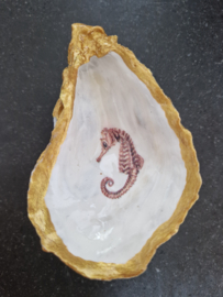 Losse oester zeepaardje bruin goudrand