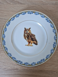 Gedecoreerd vintage bordje uil   NIEUW!!!