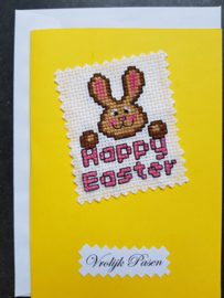 Kaart Happy Easter geborduurd