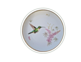 Gedecoreerd vintage bordje kolibrie roze bloemen  NIEUW!!!