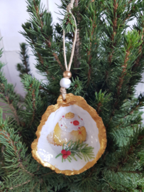 Losse oesterhanger cupcake geel goudrand - UITVERKOOPAANBIEDING!
