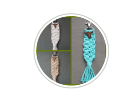 Tassen- of sleutelhanger macrame houten bull diverse kleuren