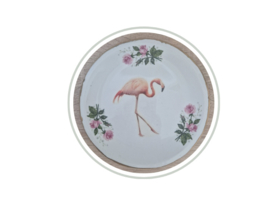 Gedecoreerd vintage bordje rozen flamingo