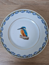 Gedecoreerd vintage bordje ijsvogel   NIEUW!!!