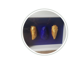 Luxe witte lijst met 3 oesters in goud en blauw UITVERKOOPAANBIEDING!!