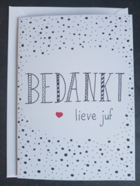 Kaart Bedankt lieve juf