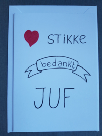 Kaart ♥ stikke bedankt juf