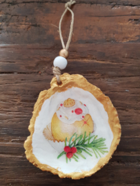 Losse oesterhanger cupcake geel goudrand - UITVERKOOPAANBIEDING!