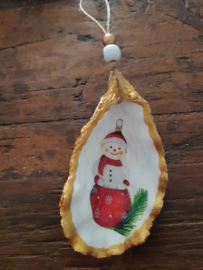 Losse oesterhanger sneeuwpop goudrand - UITVERKOOPAANBIEDING!