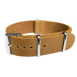 Light Brown NATO Vintage Leather Strap 18 mm - Polished