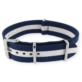 Regimental Navy White NATO G10 Military Nylon Strap 16 mm - Polished