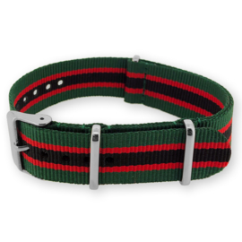 Regimental Green Red Black NATO G10 Military Nylon Strap 22 mm - Polished