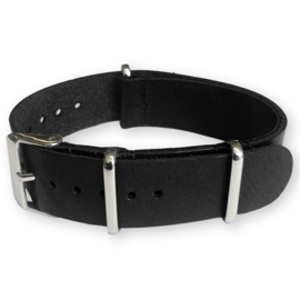 Black NATO Pull-Up Leather Strap 22 mm - Polished