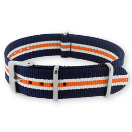 Heritage Blue White Orange NATO G10 Military Nylon Strap 22 mm - Polished