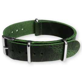 Green NATO Pull-Up Leather Strap 22 mm - Polished
