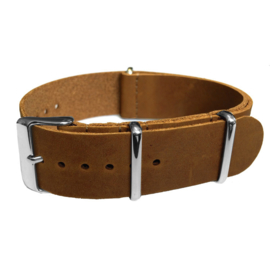 Brown NATO Vintage Leather Strap 20 mm - Polished