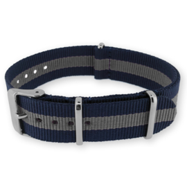 Regimental Navy Gray NATO G10 Military Nylon Strap 18 mm - Polished