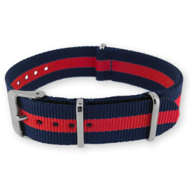 Regimental Navy Red NATO G10 Military Nylon Strap 24 mm - Polished