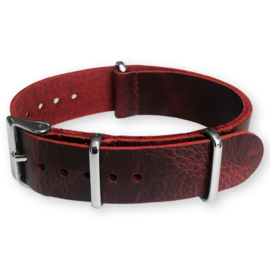 Red NATO Pull-Up Leather Strap 20 mm - Polished
