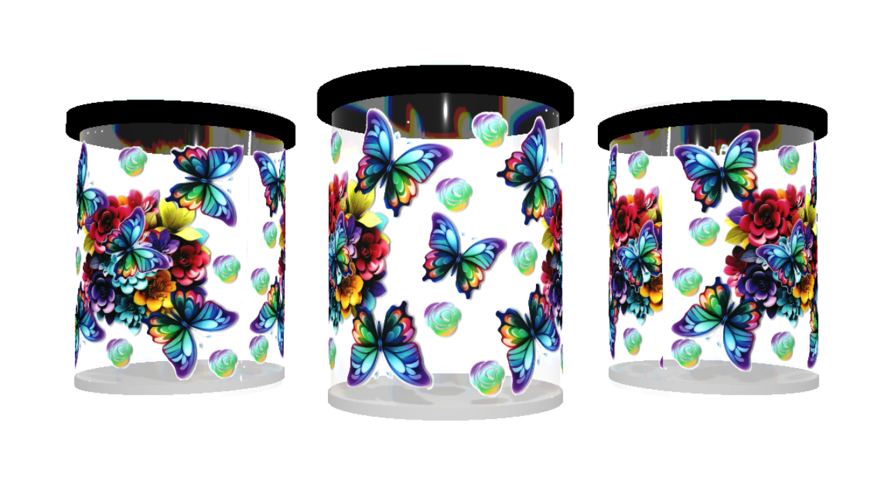 UV DTF cup sticker vlinder