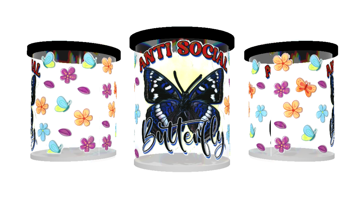 UV DTF cup sticker vlinder