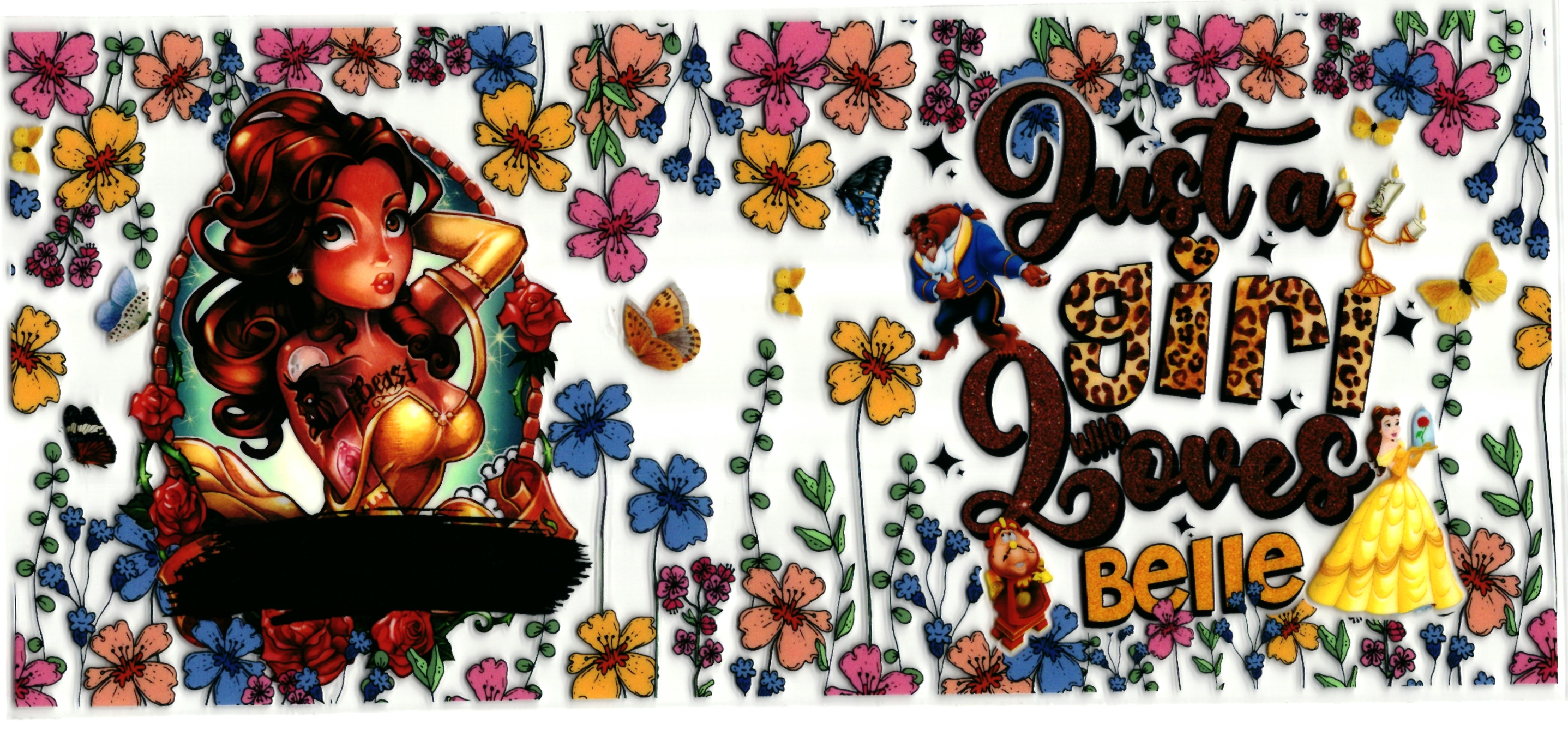 UV DTF cup wrap sticker Belle & beast