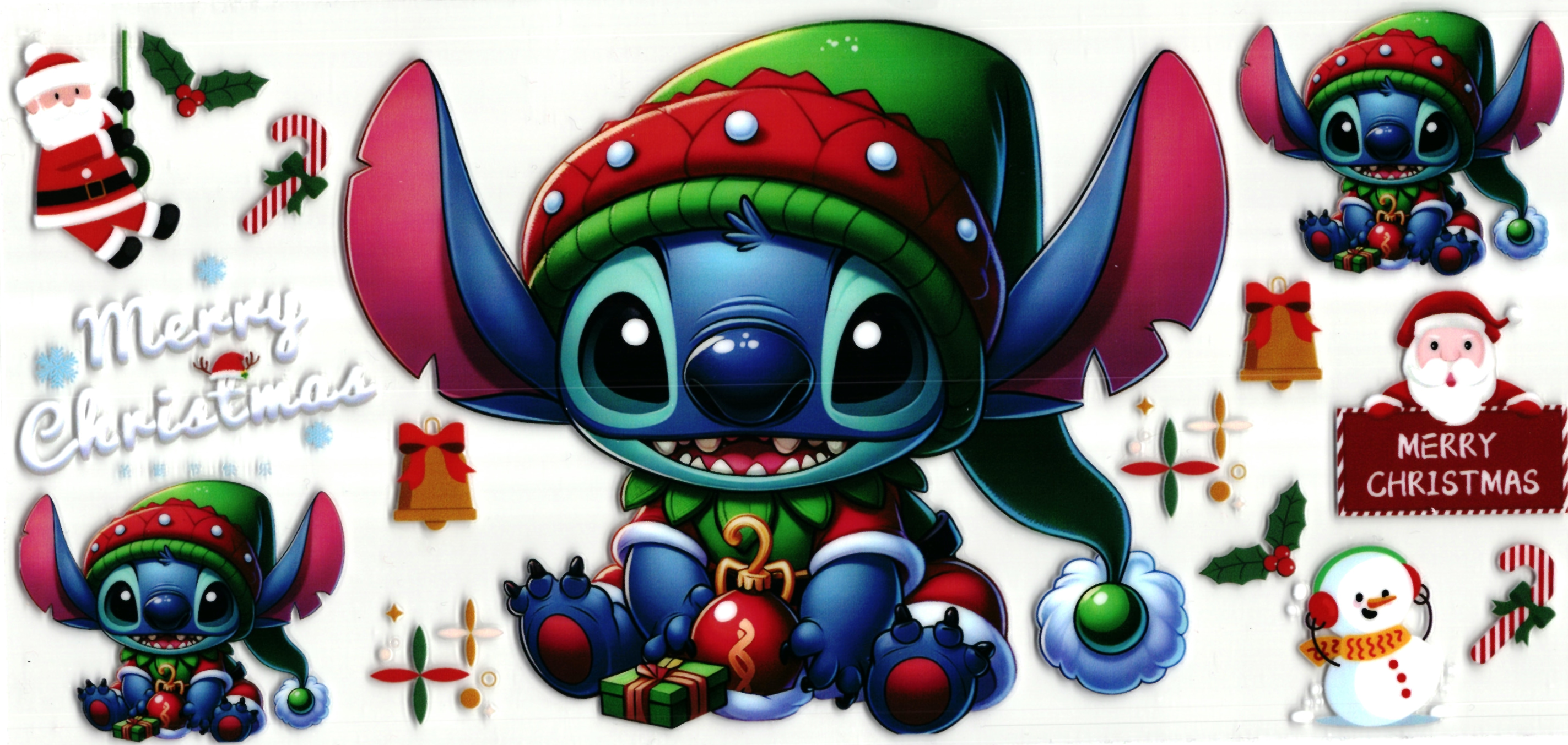 UV DTF cup sticker kerst - stitch