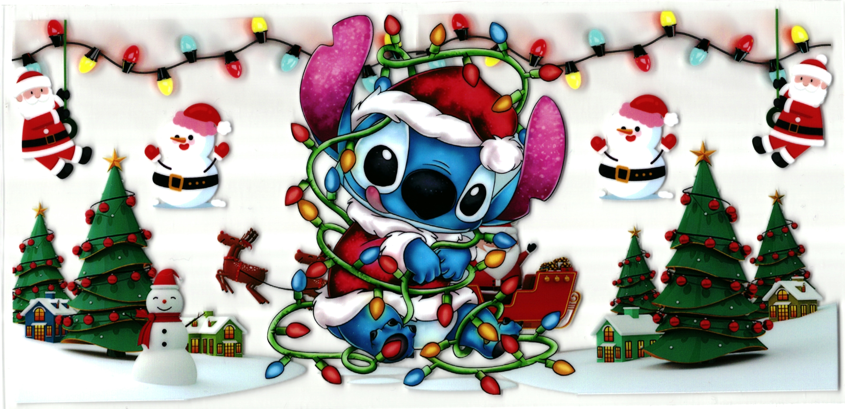 UV DTF cup sticker Stitch - kerst