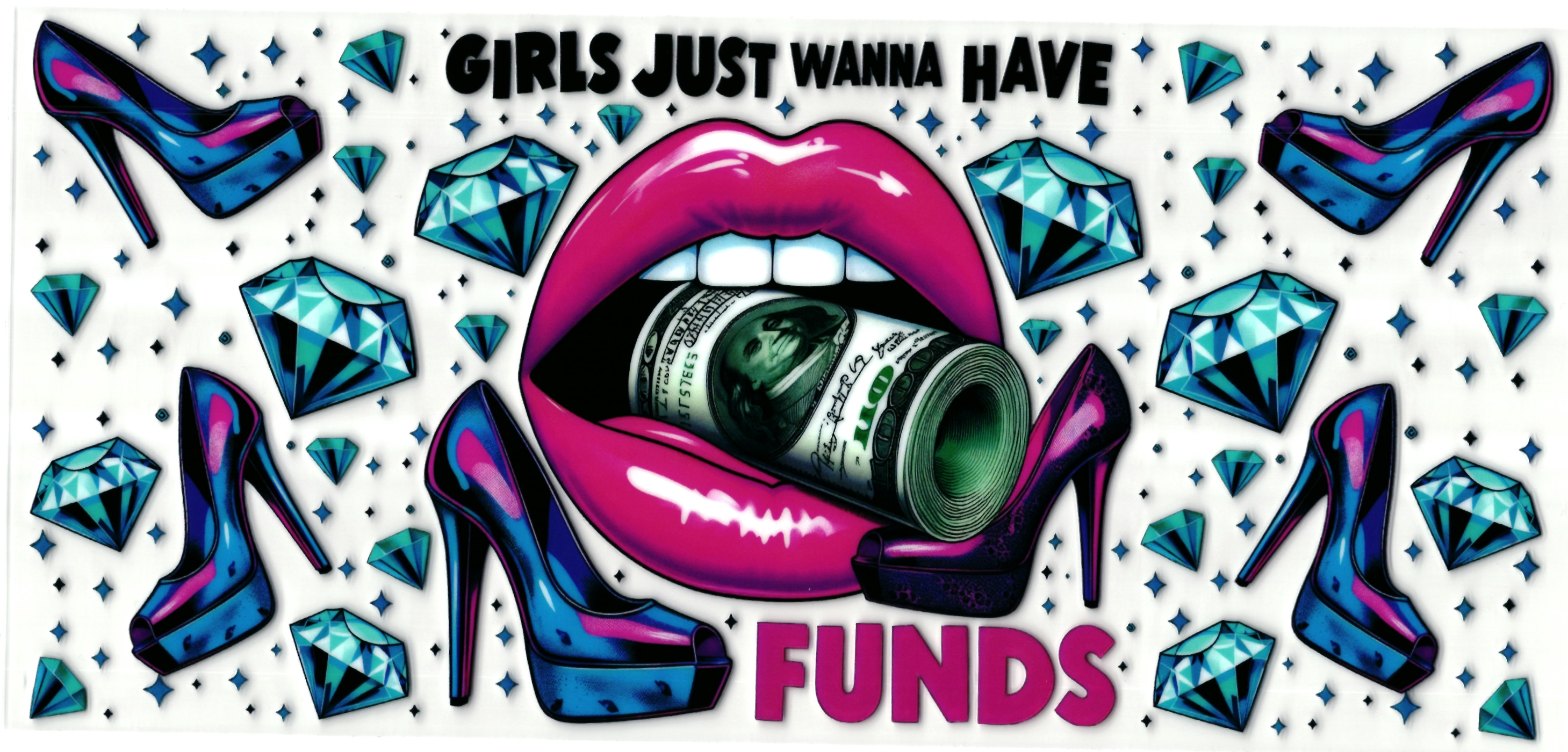UV DTF cup stickers diamanten-lippen