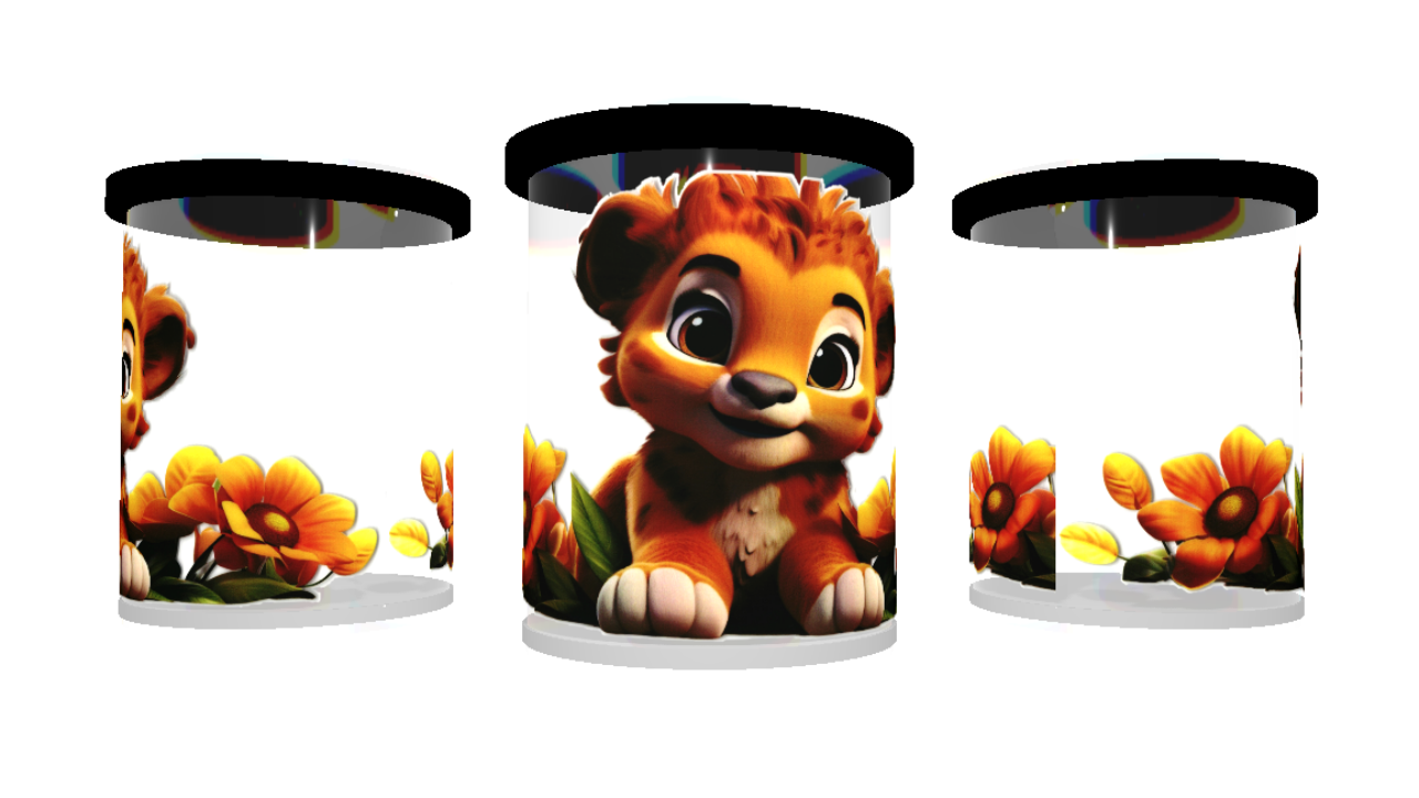 UV DTF cup sticker leeuw