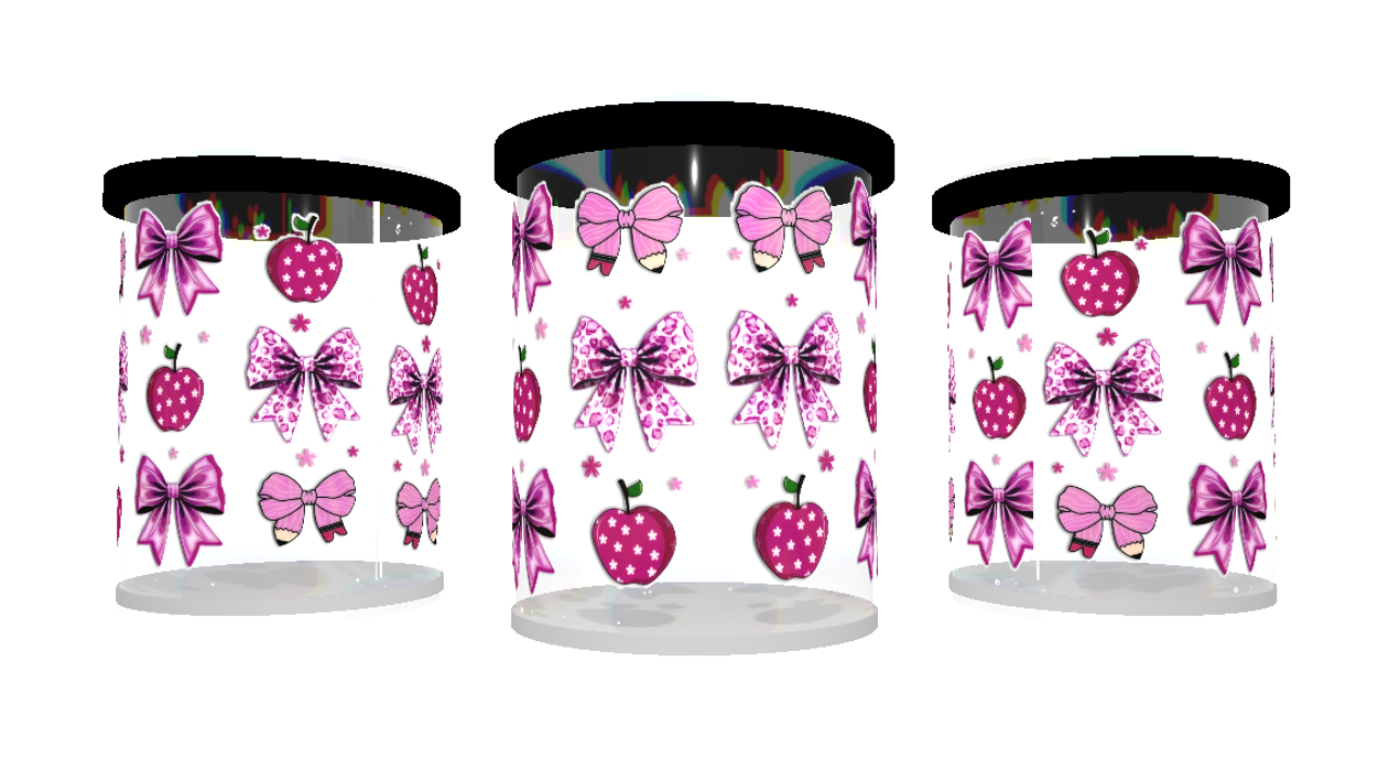 UV DTF cup sticker roze strik