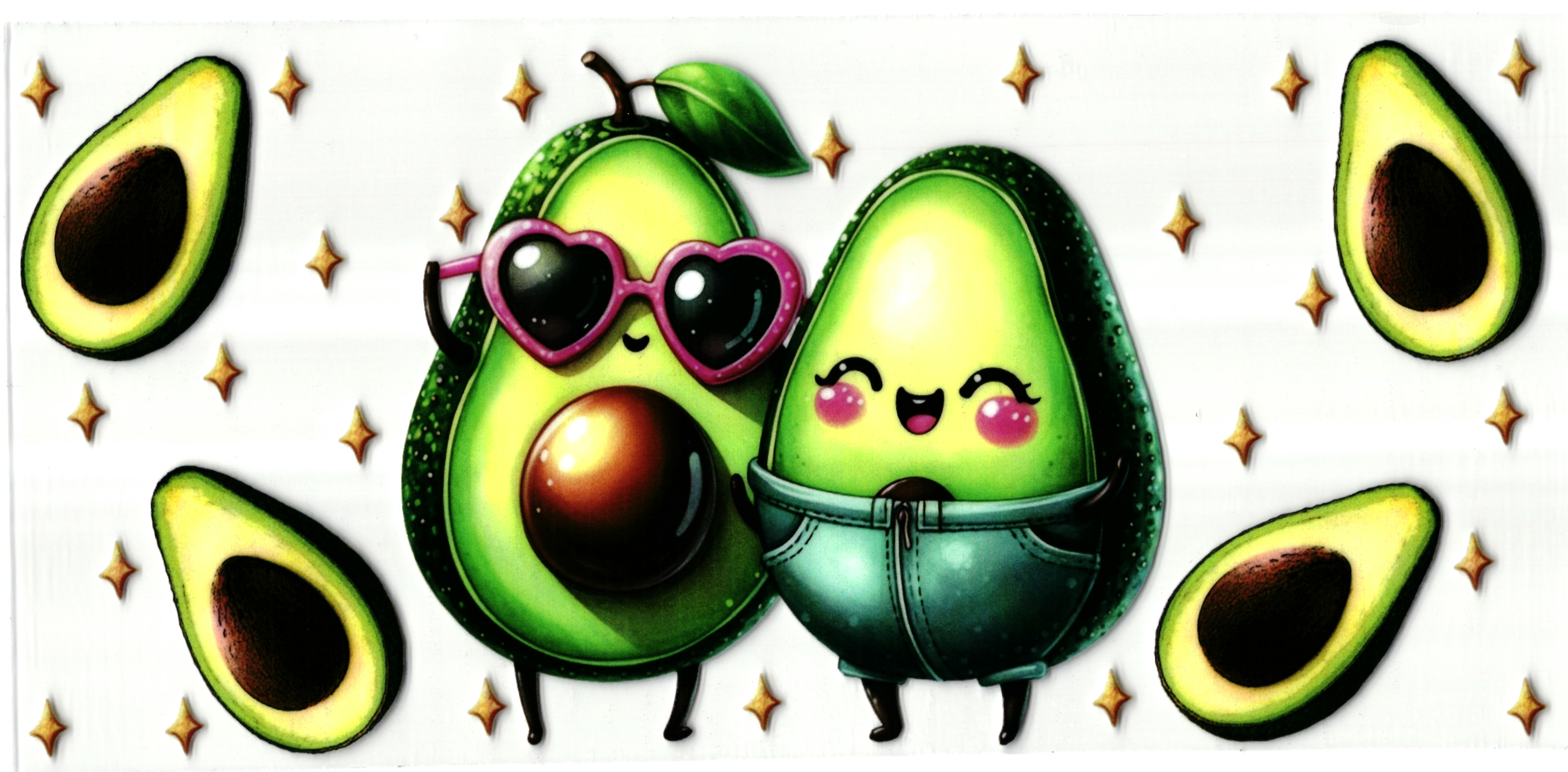 UV DTF cup sticker avocado-liefde