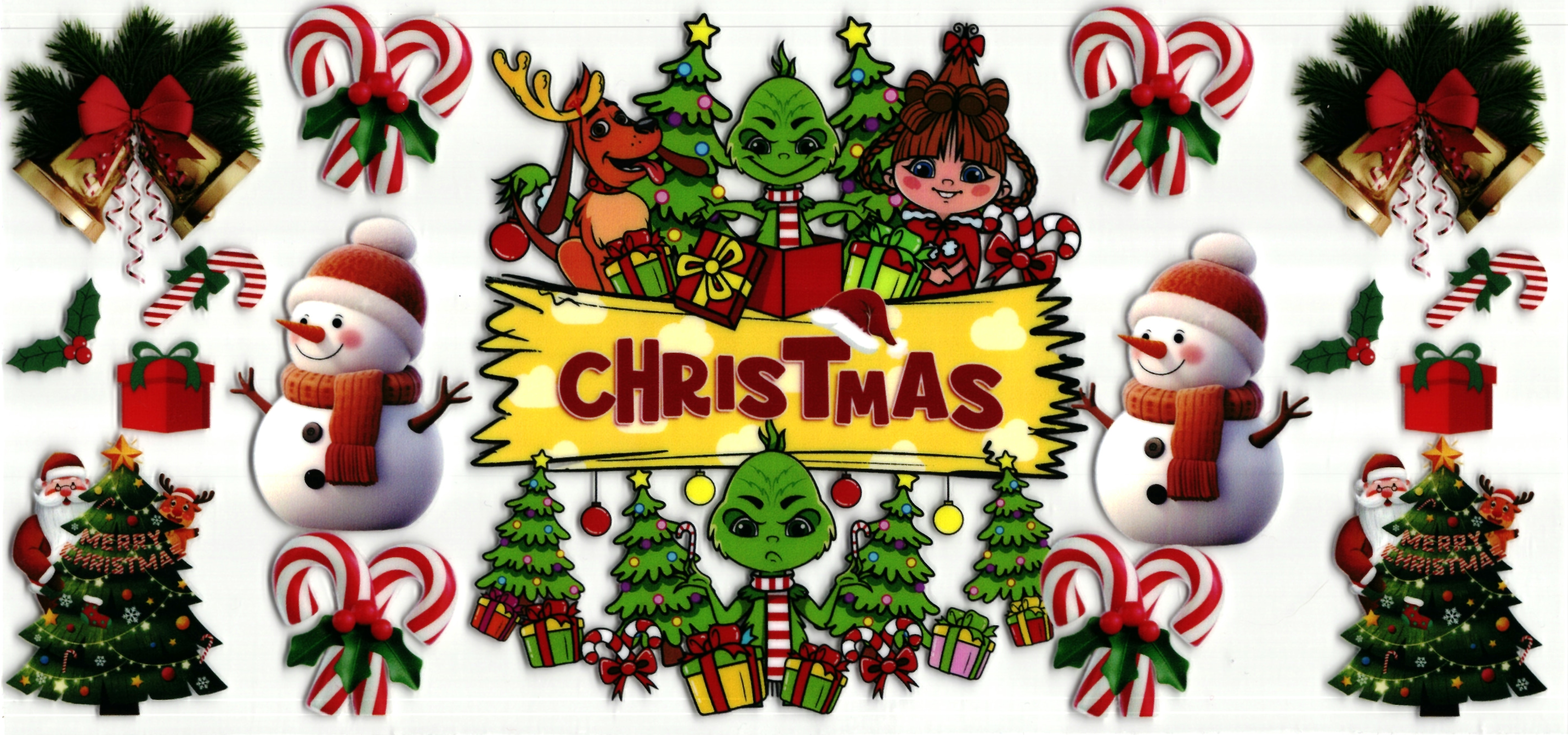 UV DTF cup sticker kerstmis