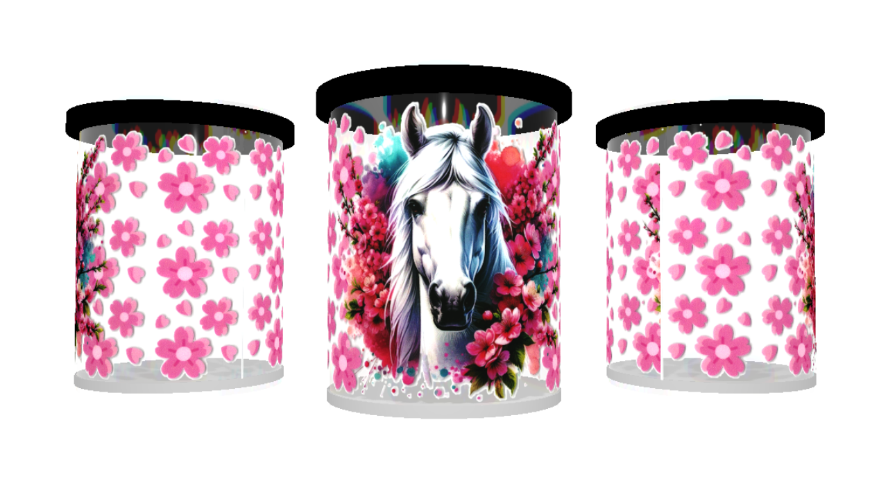 UV DTF cup wrap paard-bloemen