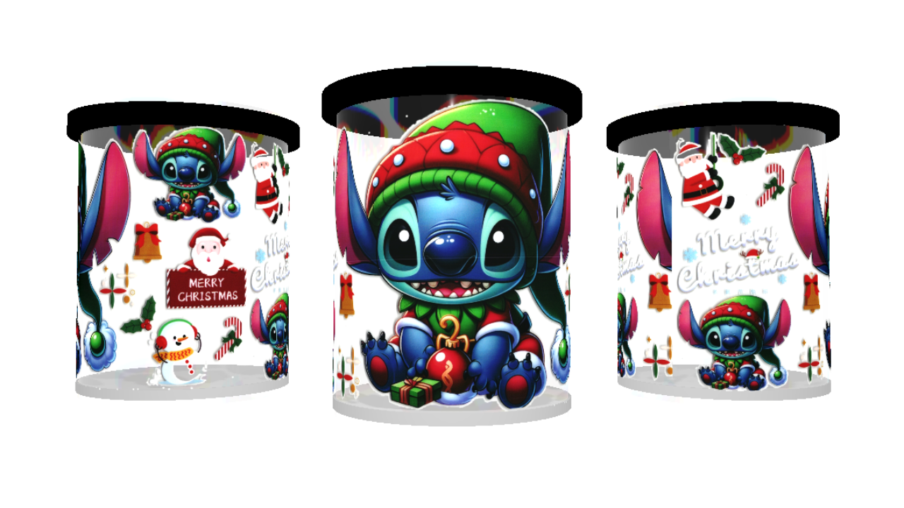 UV DTF cup sticker kerst - stitch