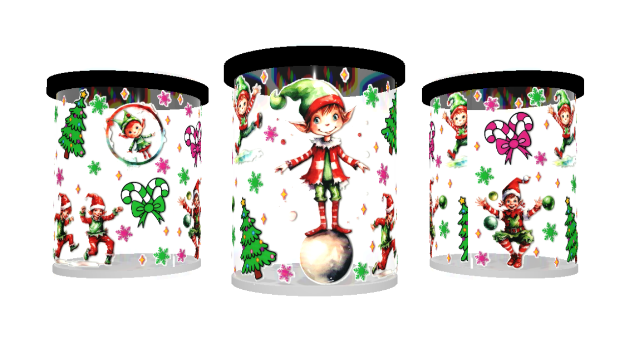 UV DTF cup sticker kerst elf