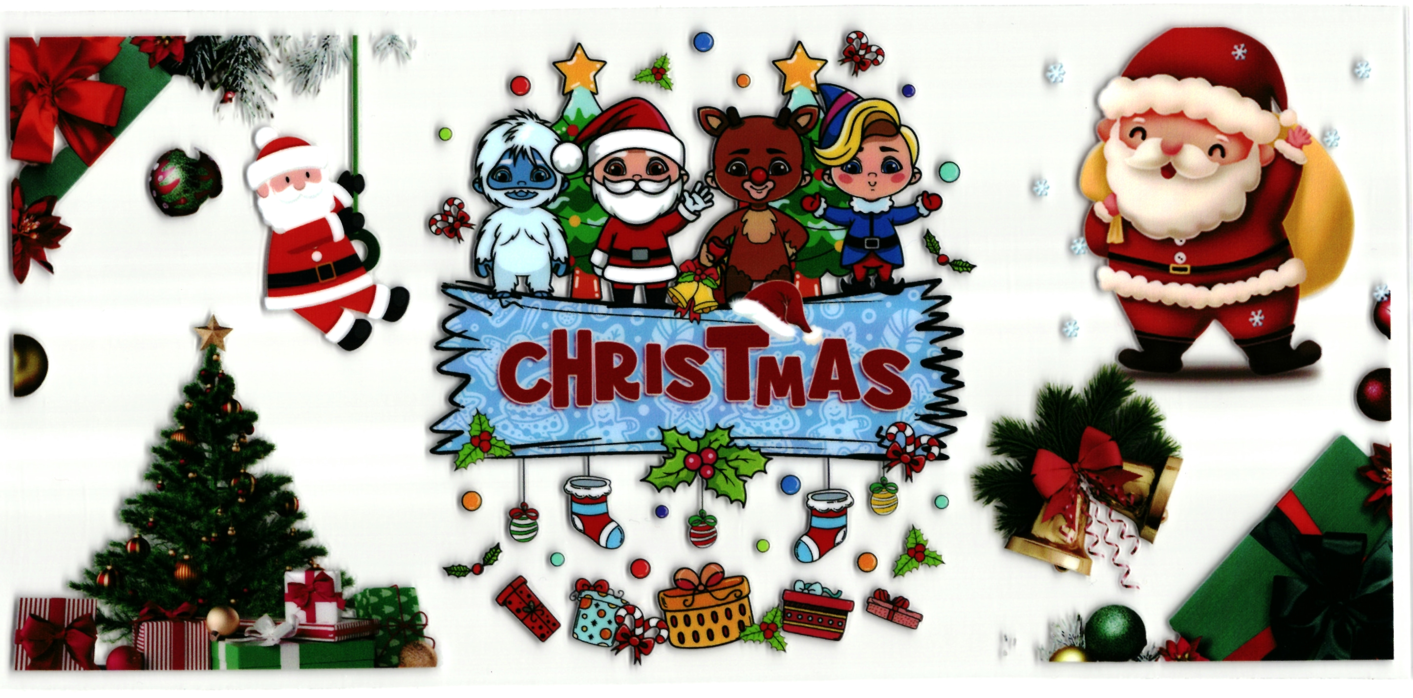 UV DTF cup sticker kerstman