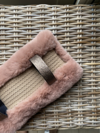 Harnesspad luxury beige/pink fur
